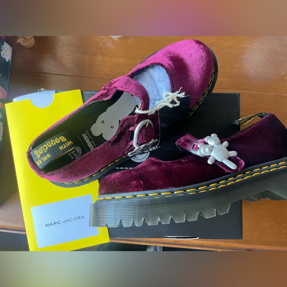 cherry red MARC JACOB HEAVEN x DR. MARTENS velvet maryjane NEVER WORN